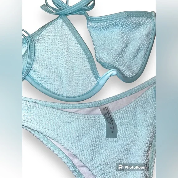 Shein Blue Bikini Bathing Suit Matching Set Size Women’s Medium Great Condition - Picture 2 of 5